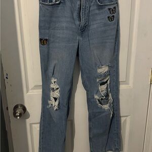 Arizona Jean Company Light Blue Ripped Jeans with Butterfly Details